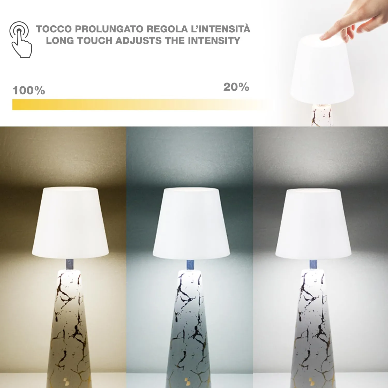 Beper P207ILI500 Marble lampada tavolo ricaricabile ceramica