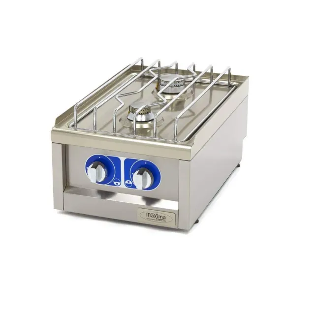 Maxima fornello gas 2 fuochi 40x60 cm 8,5 kW cromati
