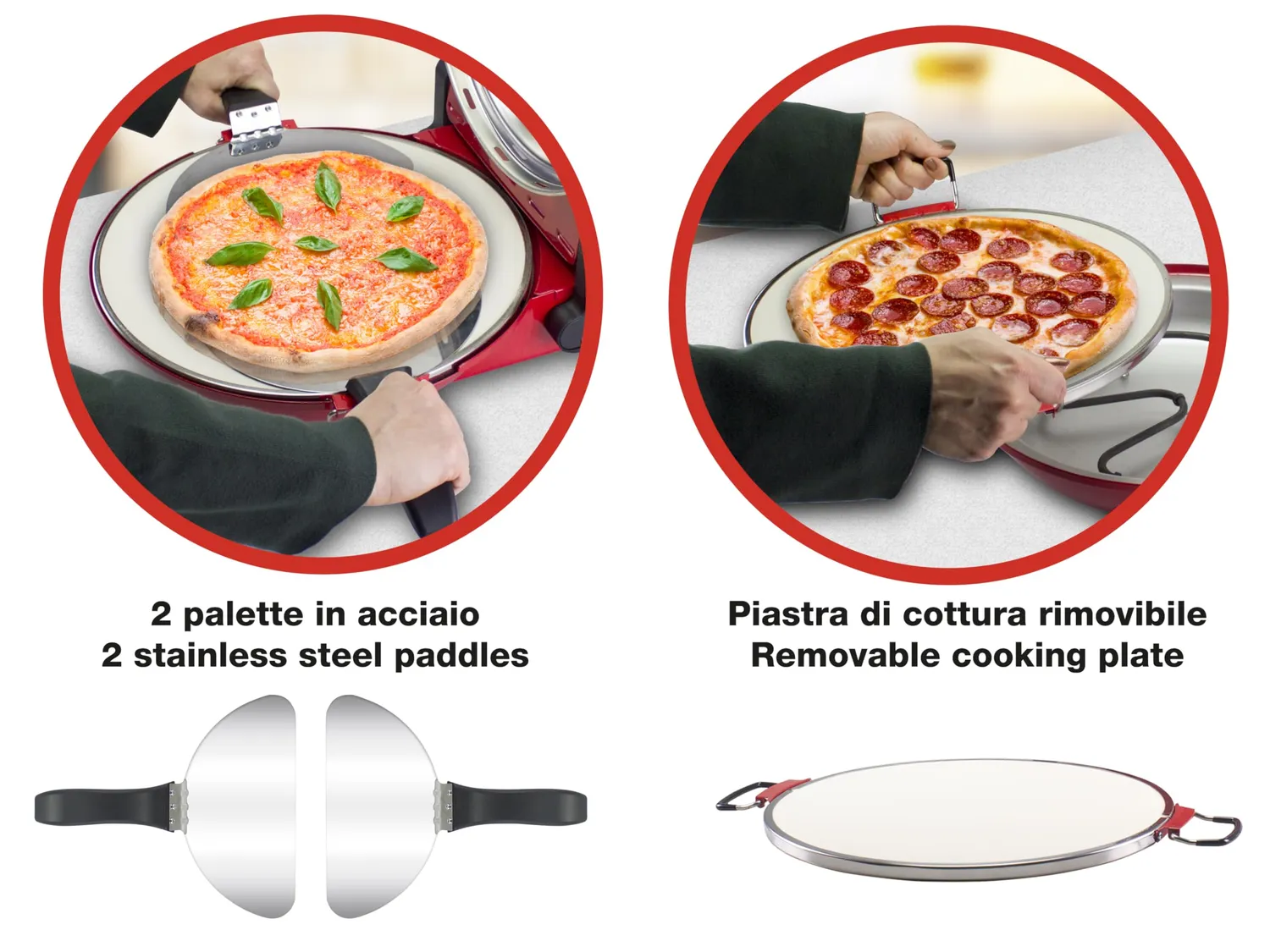 Beper P101CUD301 Forno Pizza 400°C Piastra 31 cm Rosso