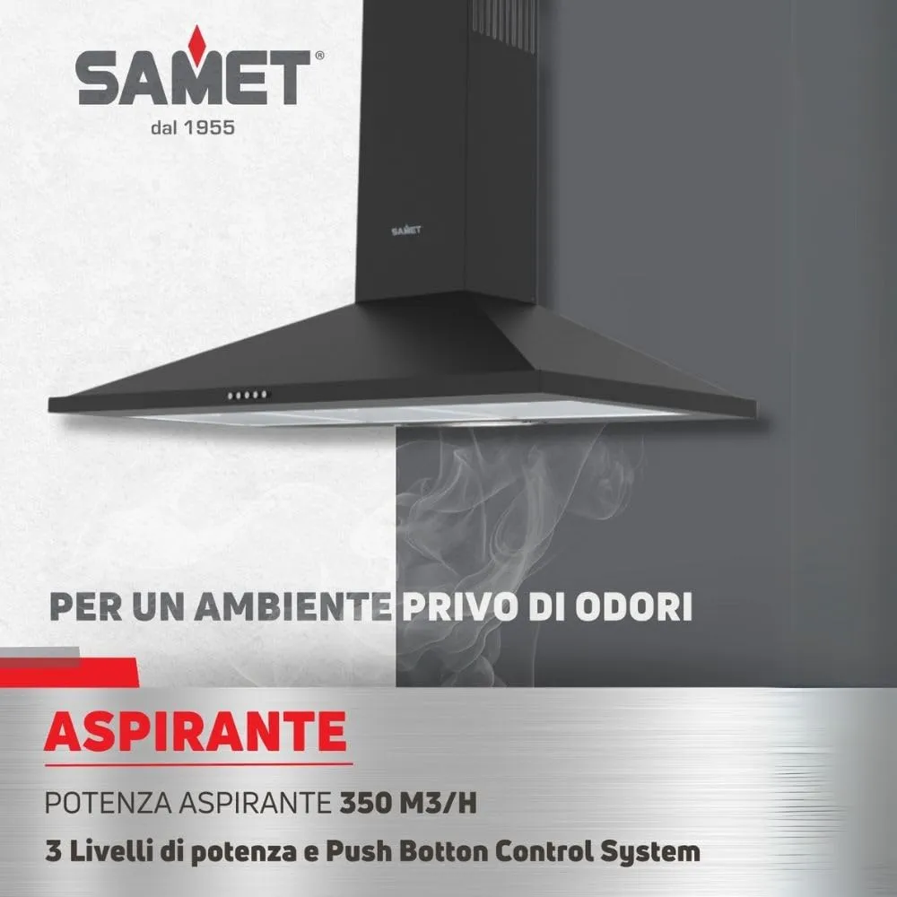 Samet Eolo90 Cappa Parete 90 cm Nera Piramide