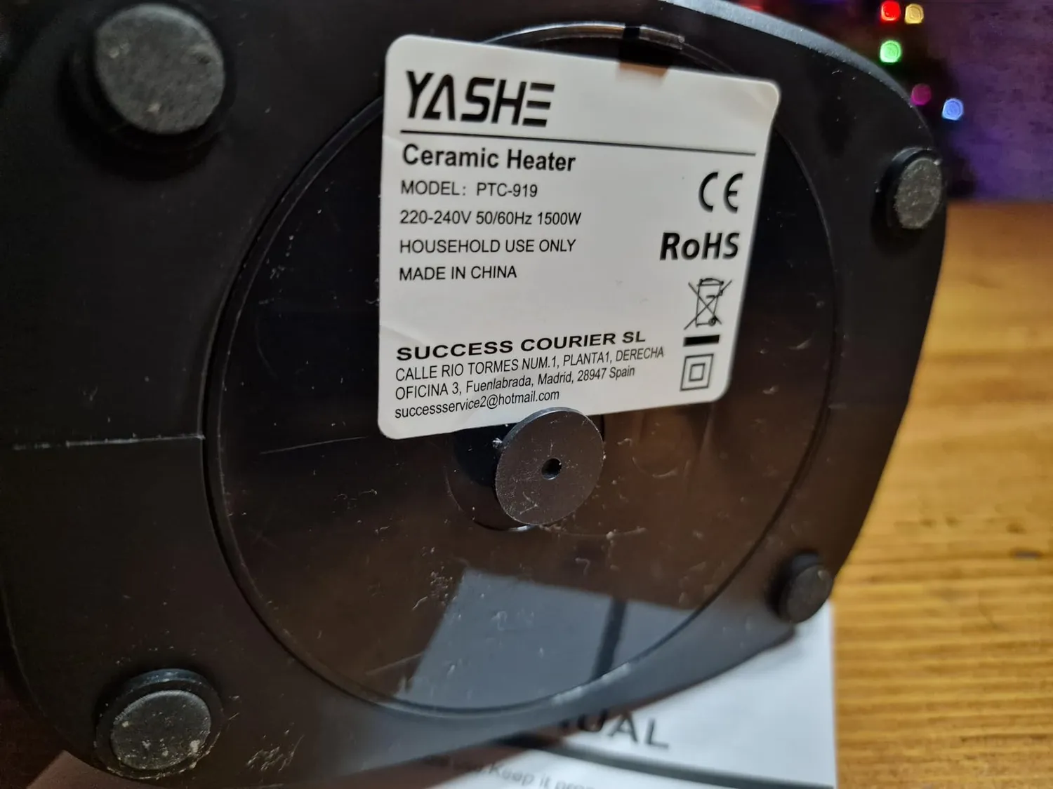 YASHE Stufa Elettrica Ceramica PTC 1500W 3 Modalità