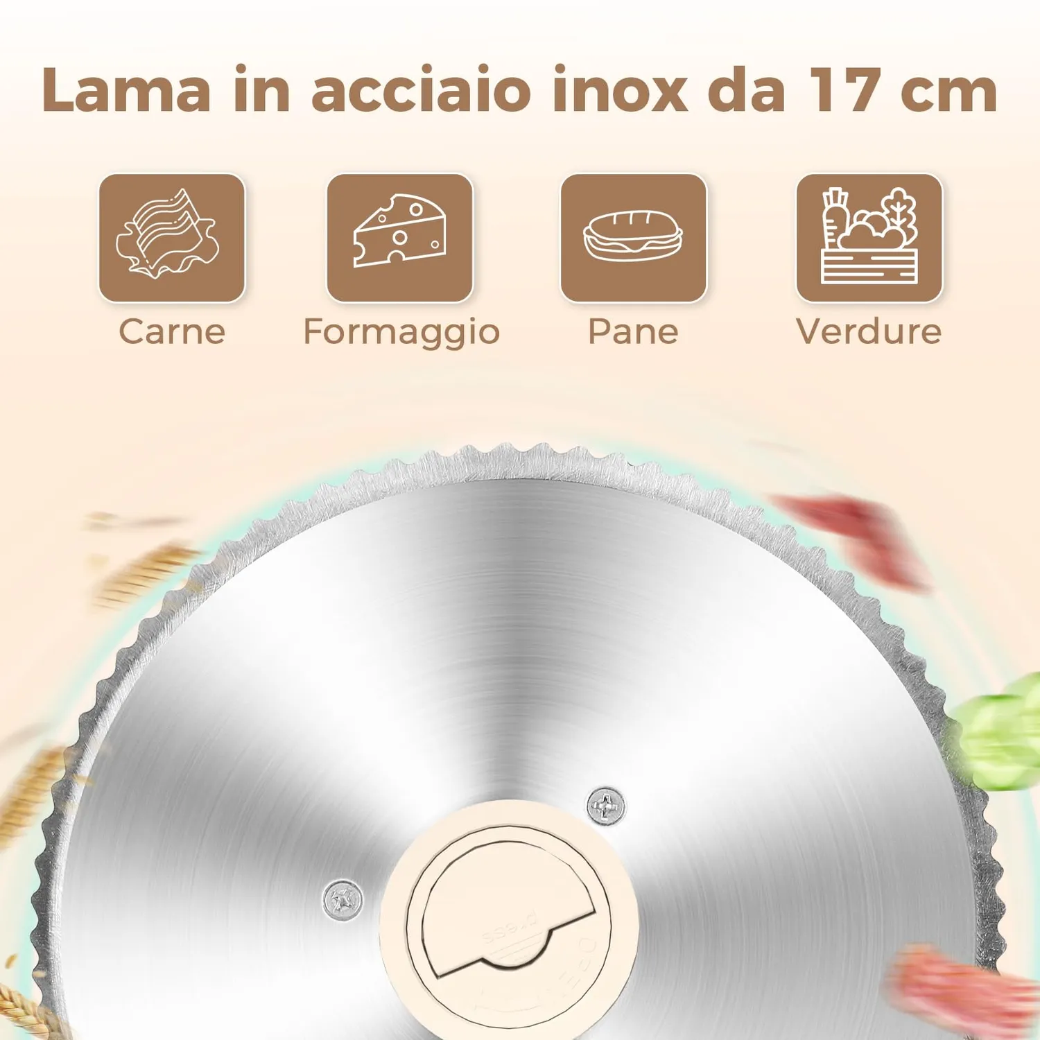YASHE Affettatrice Elettrica Pieghevole Lama 17 cm 0-15 mm