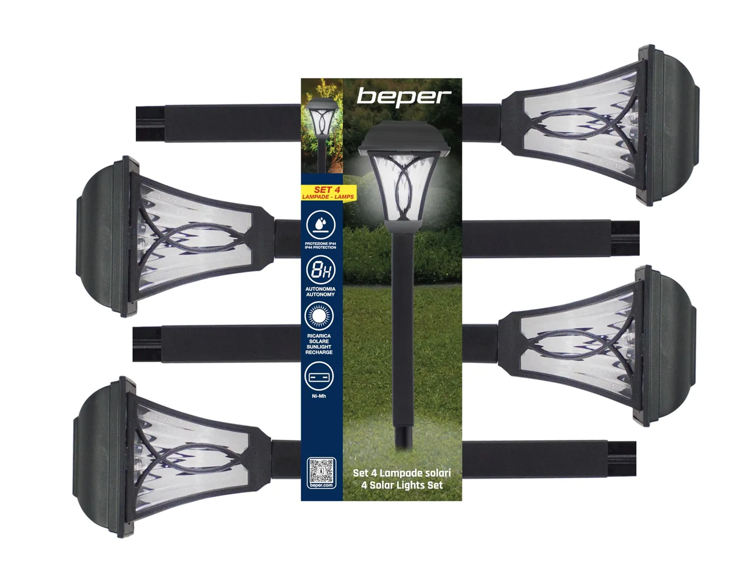 Beper P207ILO040 lampade solari giardino set 4 pezzi picchetto