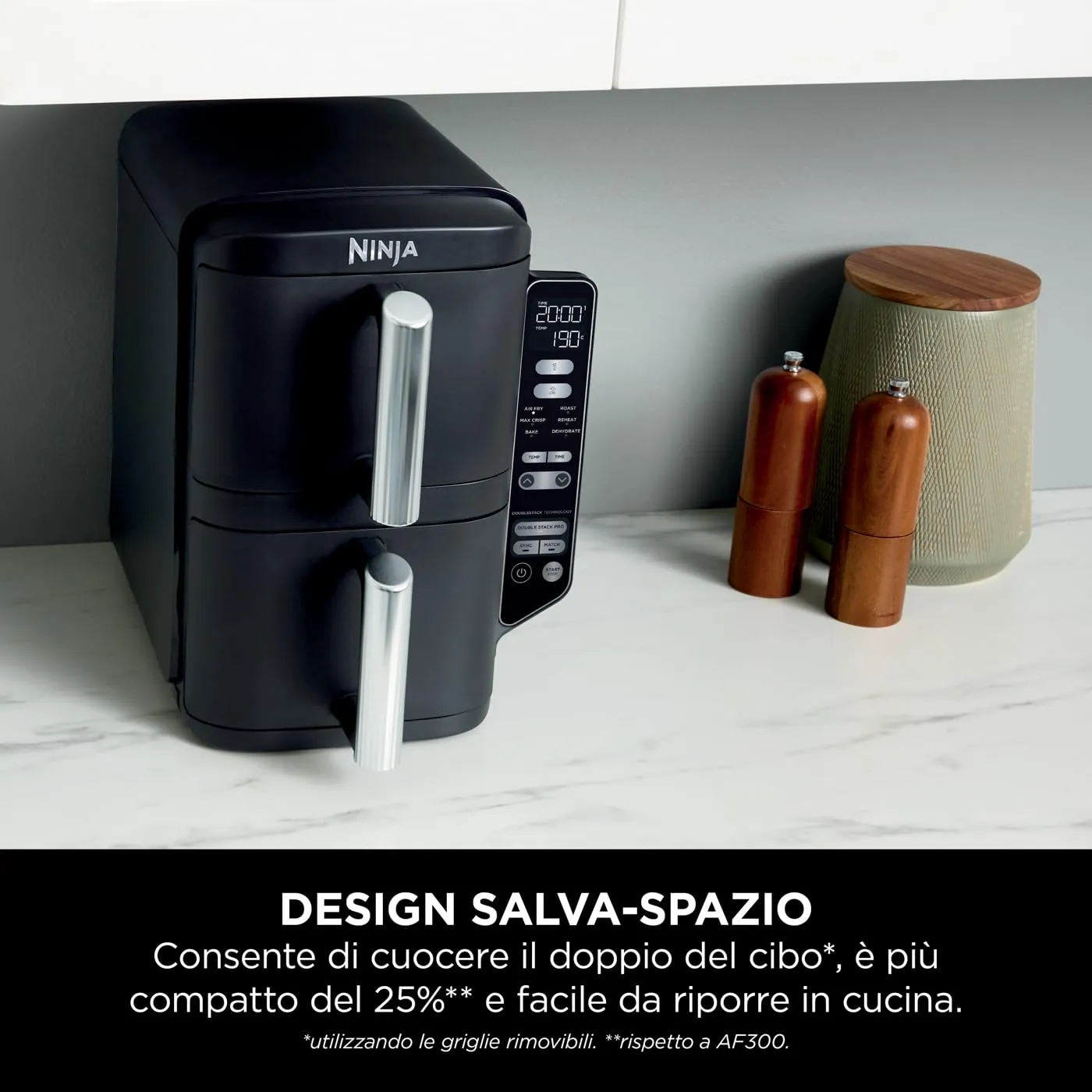 Ninja Double Stack Friggitrice Aria 7,6L Nera 6 Funzioni