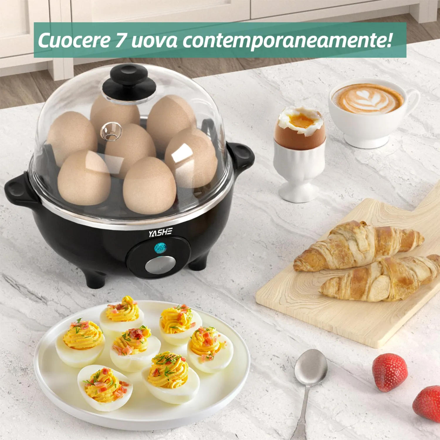 YASHE Cuociuova Elettrico 360W 7 Uova BPA Free