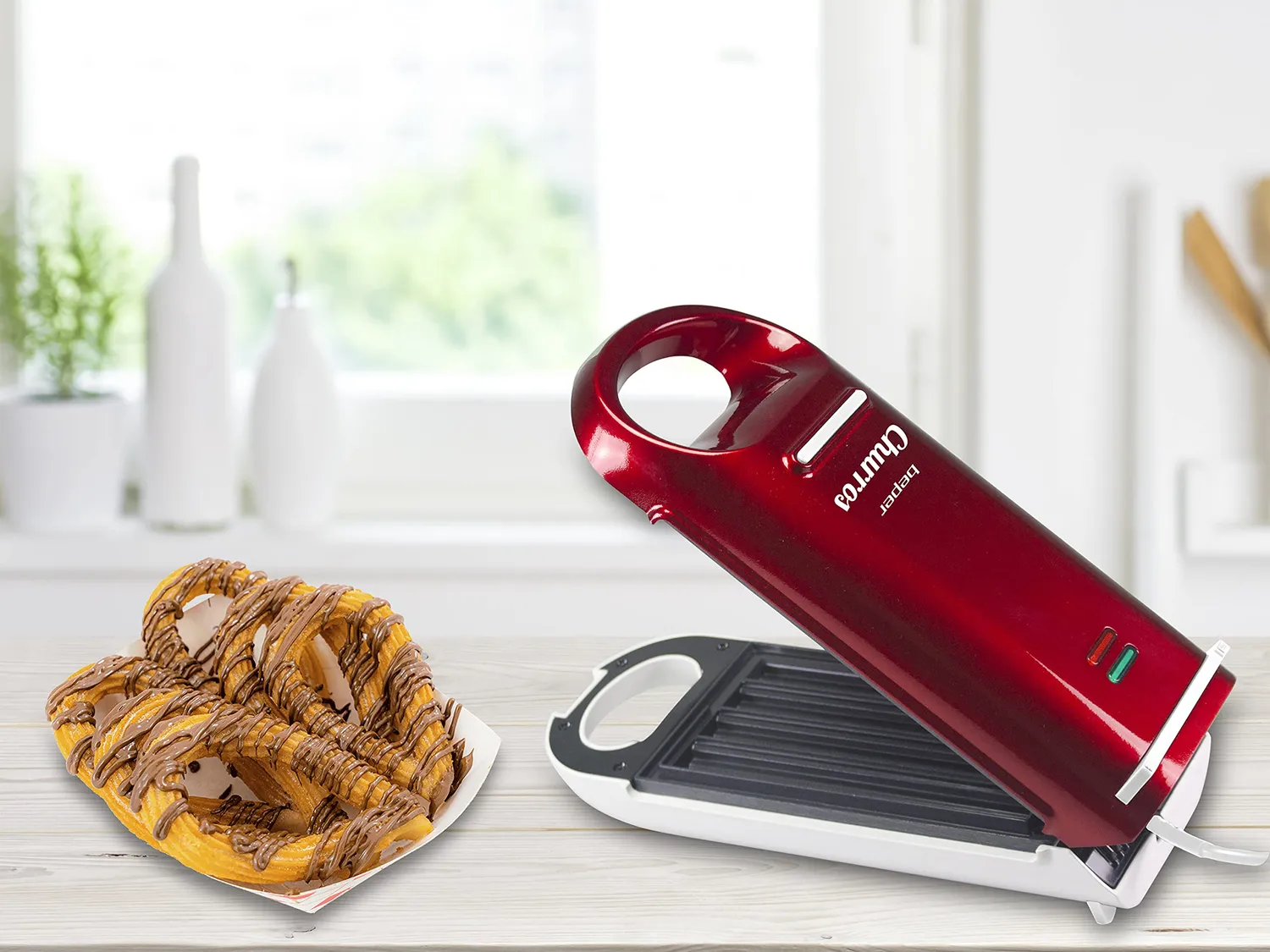 Beper BT.600Y piastra churros rossa 800W 4 pezzi
