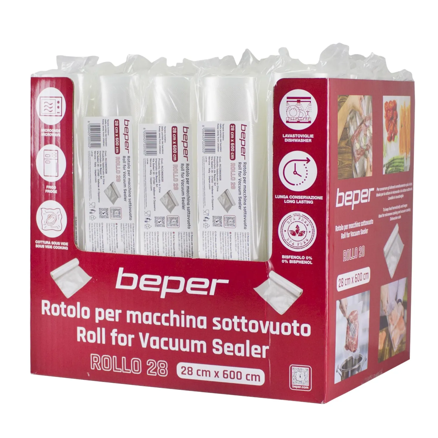 Beper RCO9003028 Rotolo Sacchetti Sottovuoto 28cm x 6m