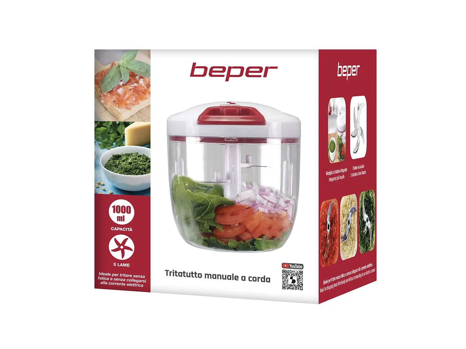 Beper C107UTT002 Tritatutto manuale a corda 1000 ml