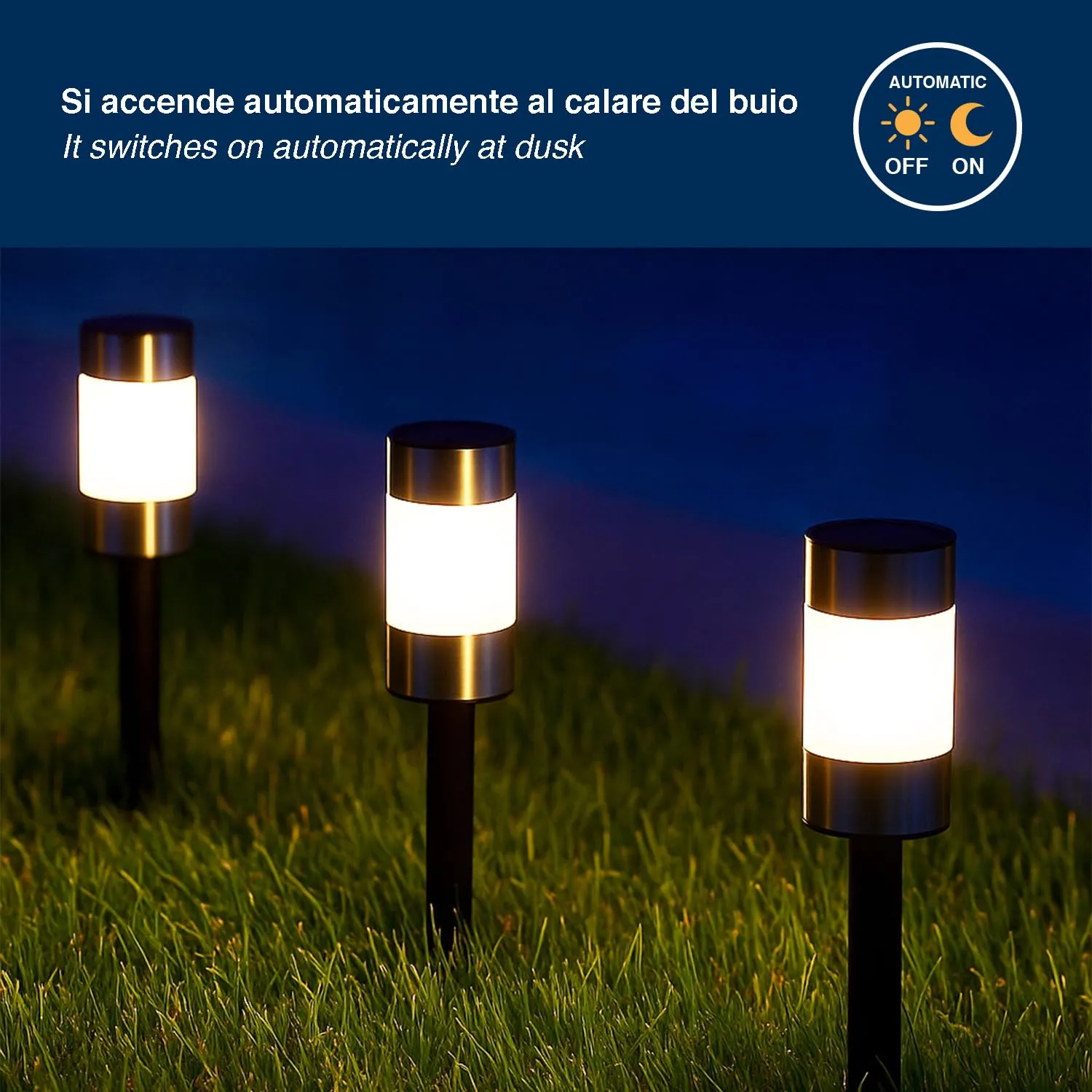 Beper Set 3 Lampade Solari Giardino Segnapassi IP44