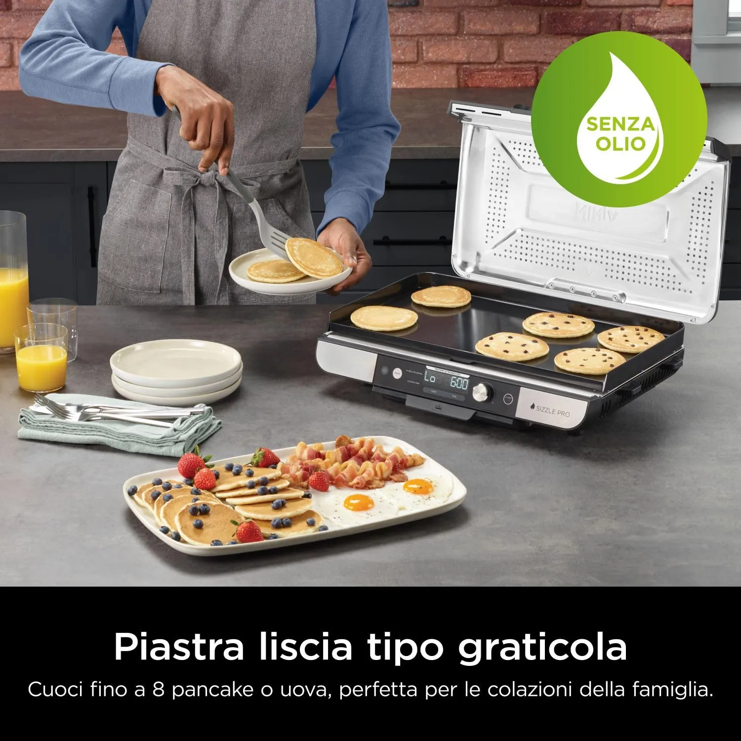 Ninja Sizzle Pro XL Griglia Elettrica Piastra 260°C 10 Burger