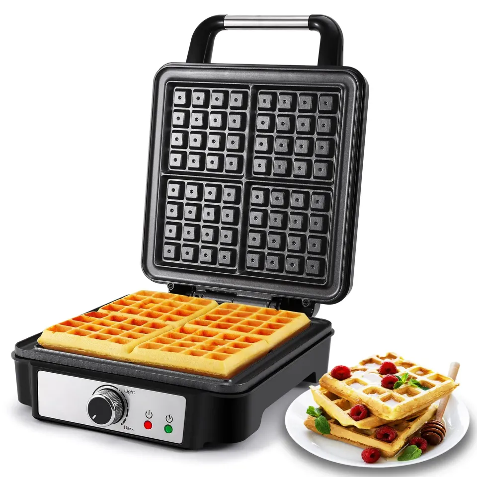 Yashe Piastra Waffle 4 Fette Medium 1200W Antiaderente