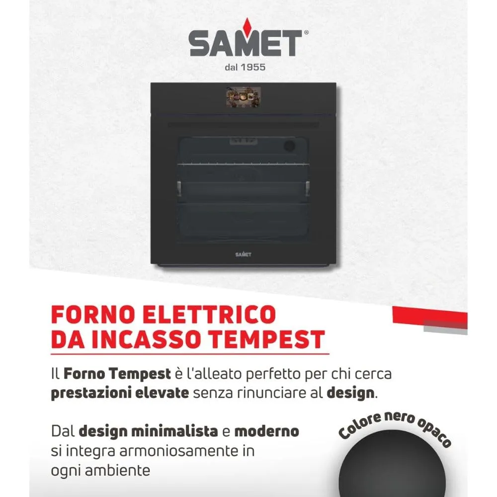 Samet Tempest forno elettrico nero opaco multifunzione classe A