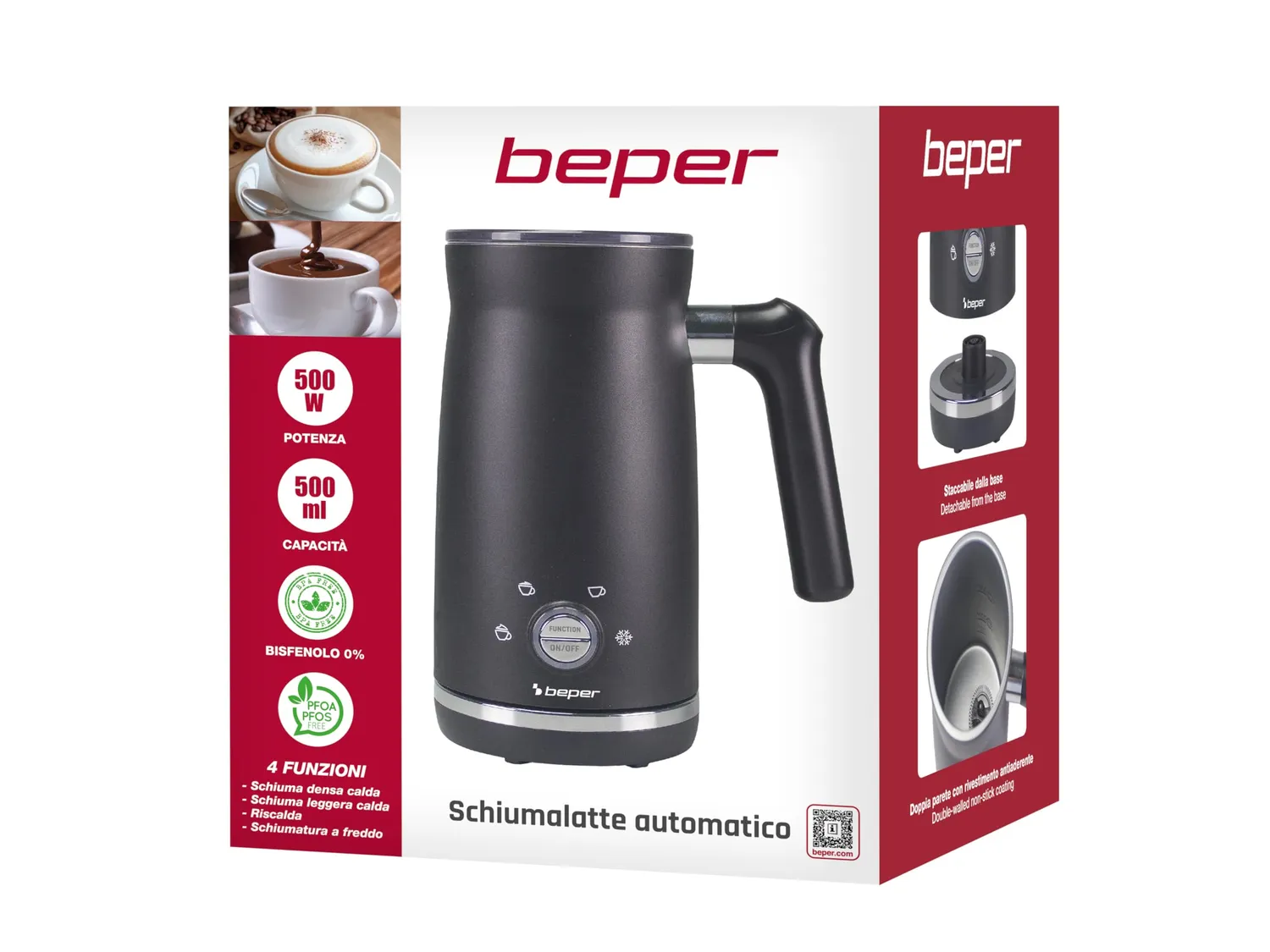 Beper P101CAF001 montalatte automatico 500ml nero