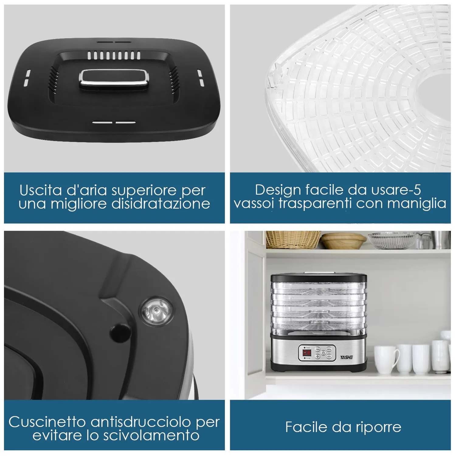 Yashe GGJ-261B essiccatore alimentare 5 vassoi elettronico
