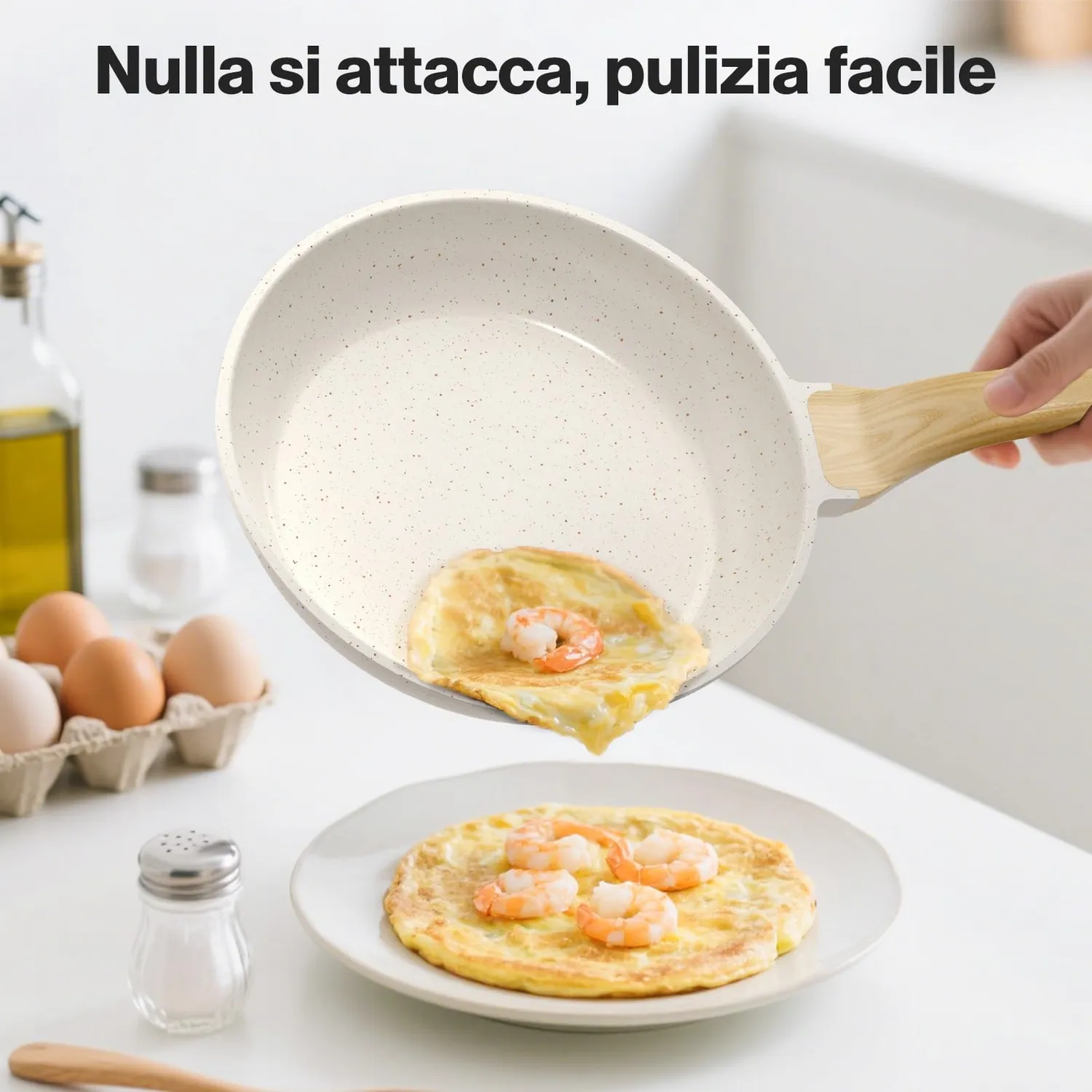 YASHE Padella Antiaderente 24 cm in Granito per Induzione