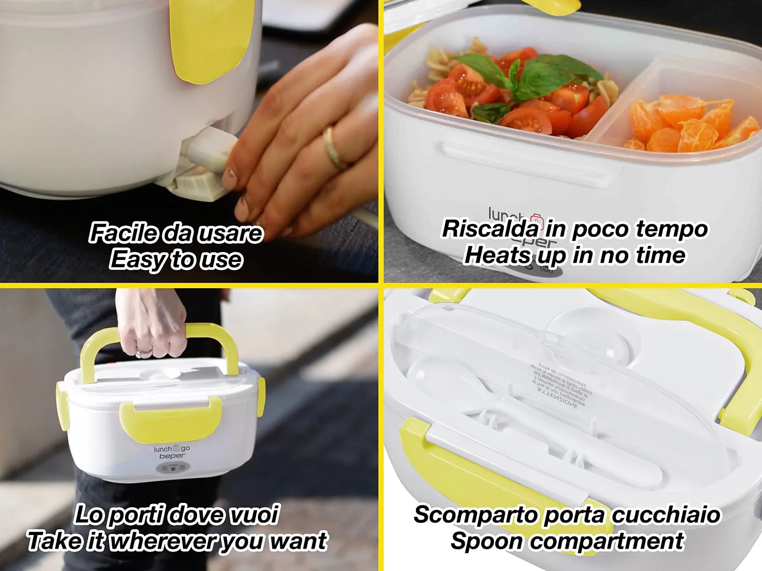 Beper Lunch & Go 90.920G scaldavivande elettrico giallo 2 contenitori
