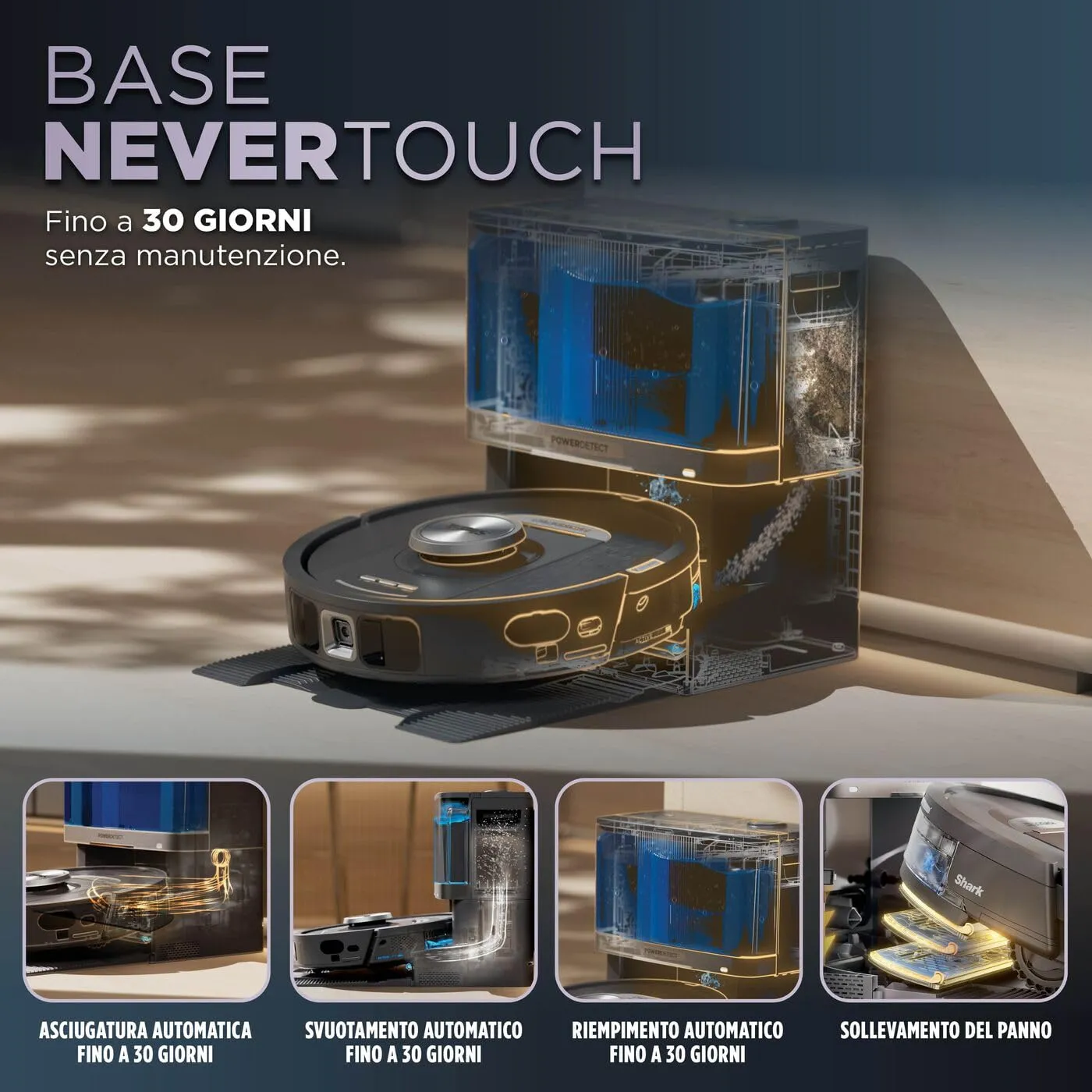 Shark PowerDetect NeverTouch Pro robot aspirapolvere nero