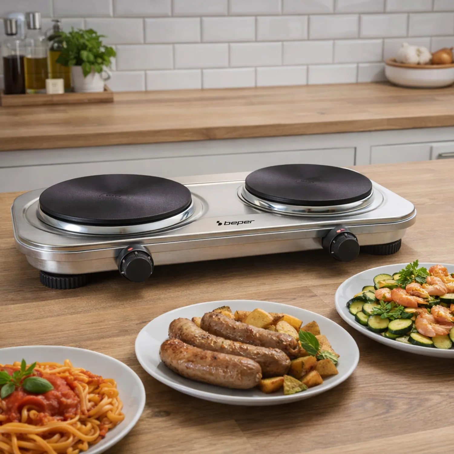 Beper P101PIA200 fornello elettrico doppio 2500W ghisa