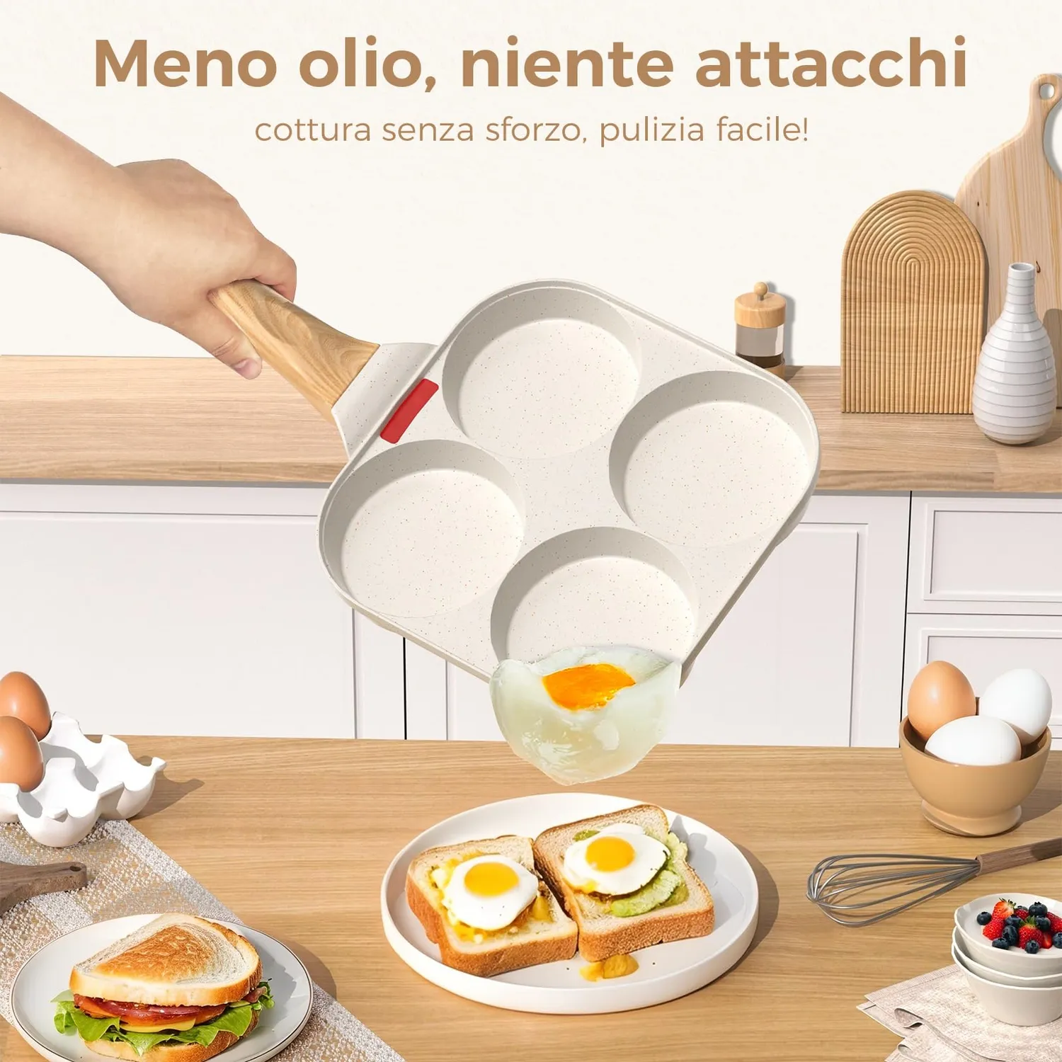 YASHE padella pancake 4 scomparti antiaderente