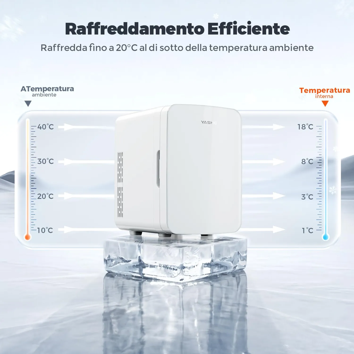 Yashe mini frigo 10 litri bianco caldo-freddo 12 lattine