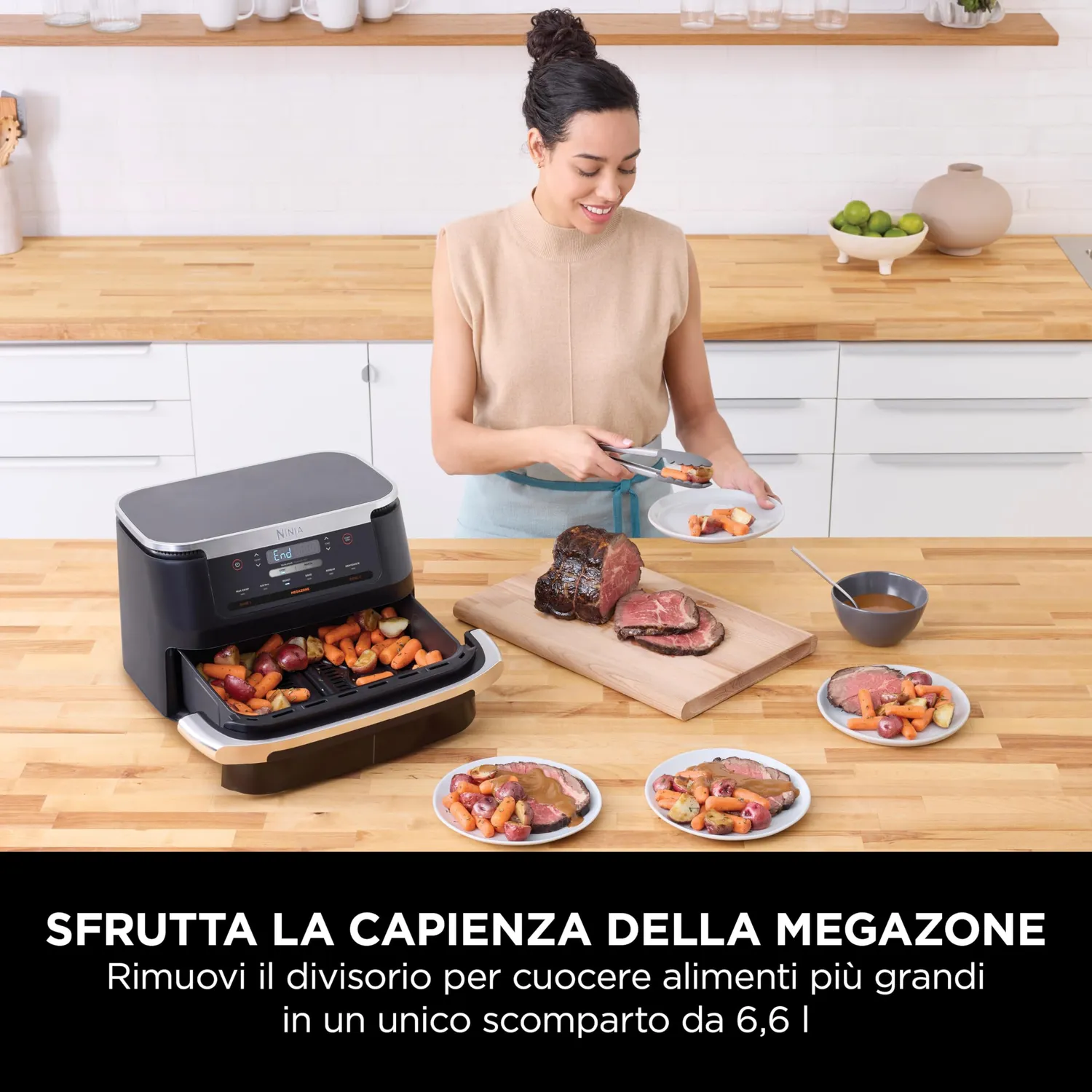 Ninja FlexDrawer Friggitrice ad Aria 6,6L Nera