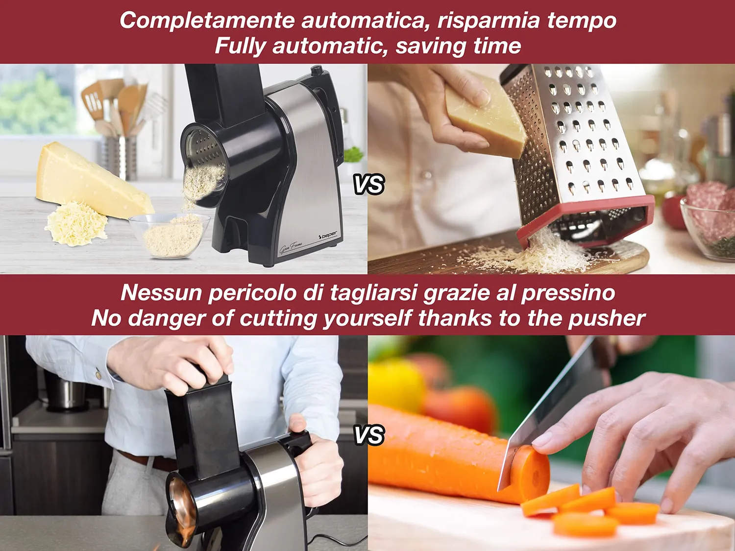 Beper BP.400 Grattugia Elettrica 3 Coni Acciaio