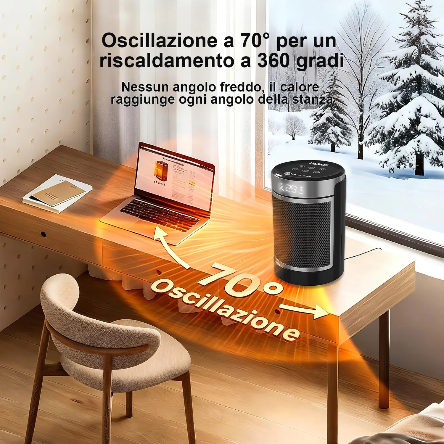 Yashe stufetta elettrica 1500W silenziosa con telecomando