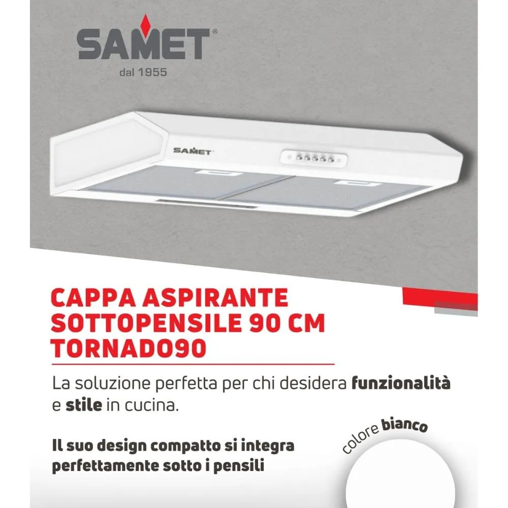 Samet Tornado 90 Gruppo Cappa Sottopensile Bianco