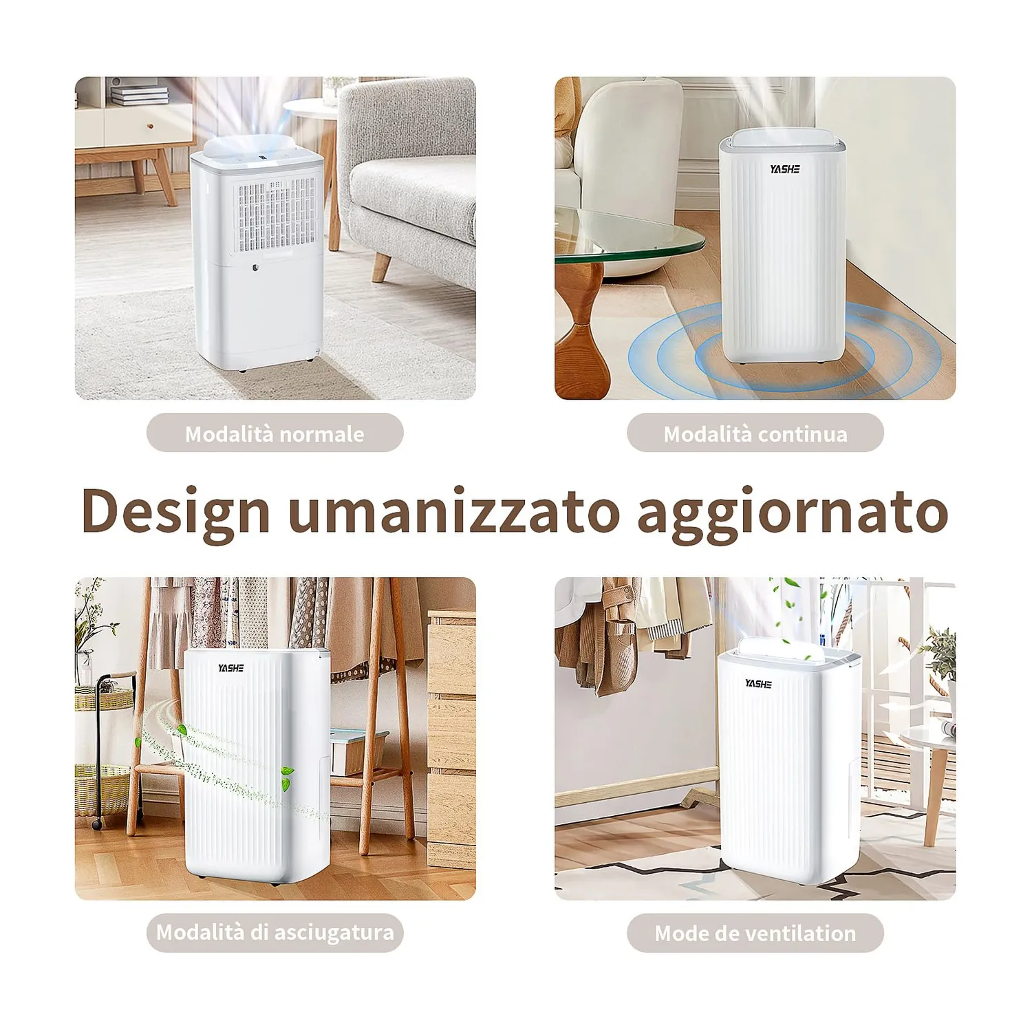 Yashe Deumidificatore 12 L/giorno Serbatoio 2 L