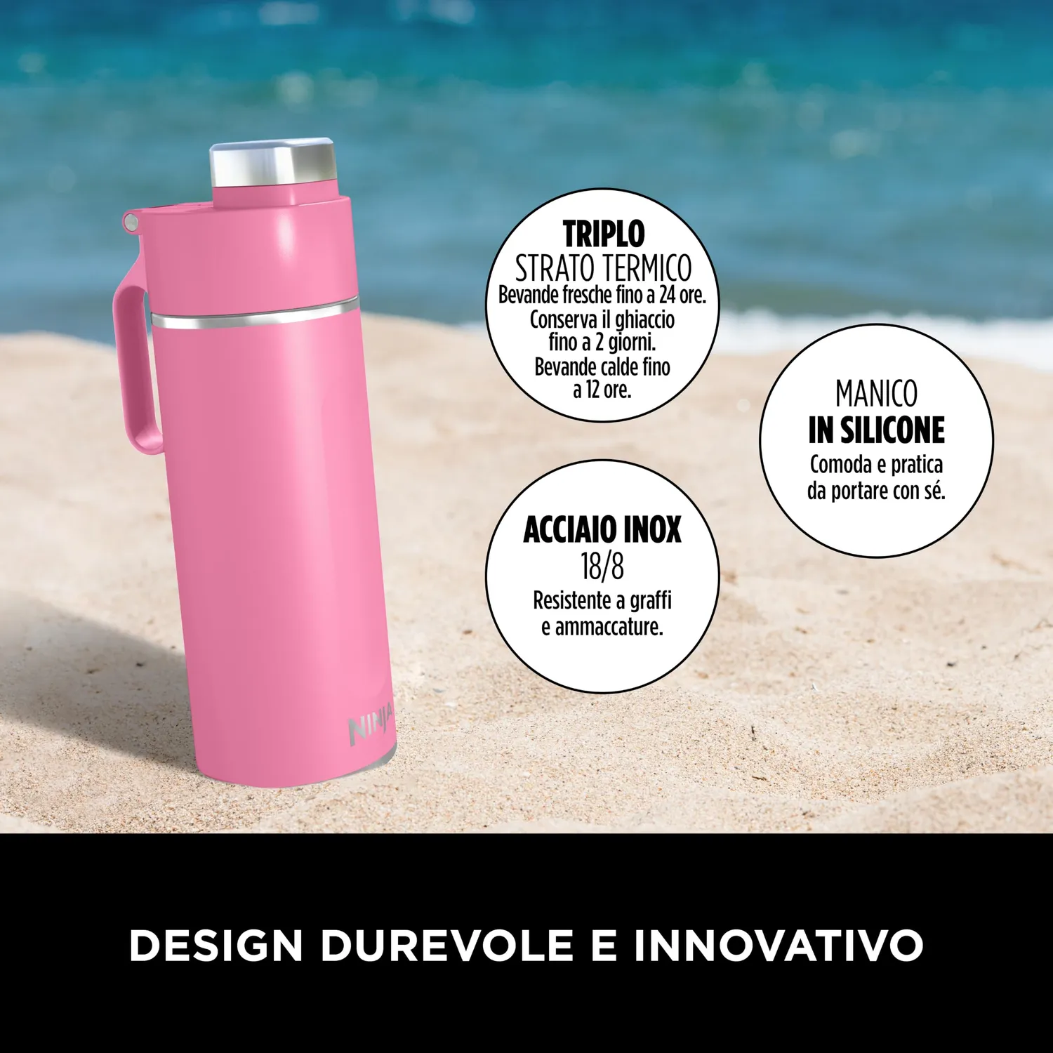 Ninja Thirsti DW2401EUUKBP1 borraccia termica gassate 700 ml rosa