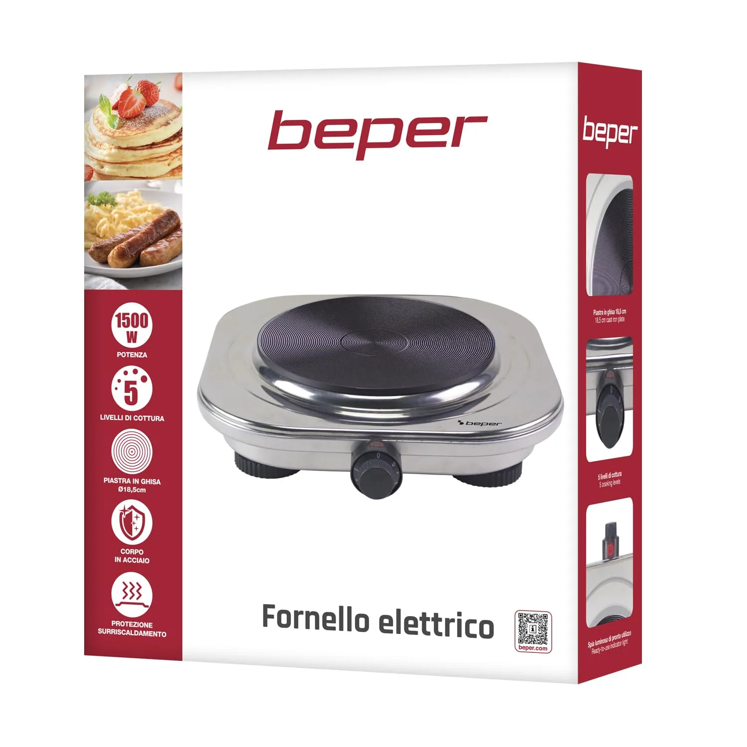 Beper P101PIA100 Fornello Elettrico 1 Piastra Ghisa 1500W