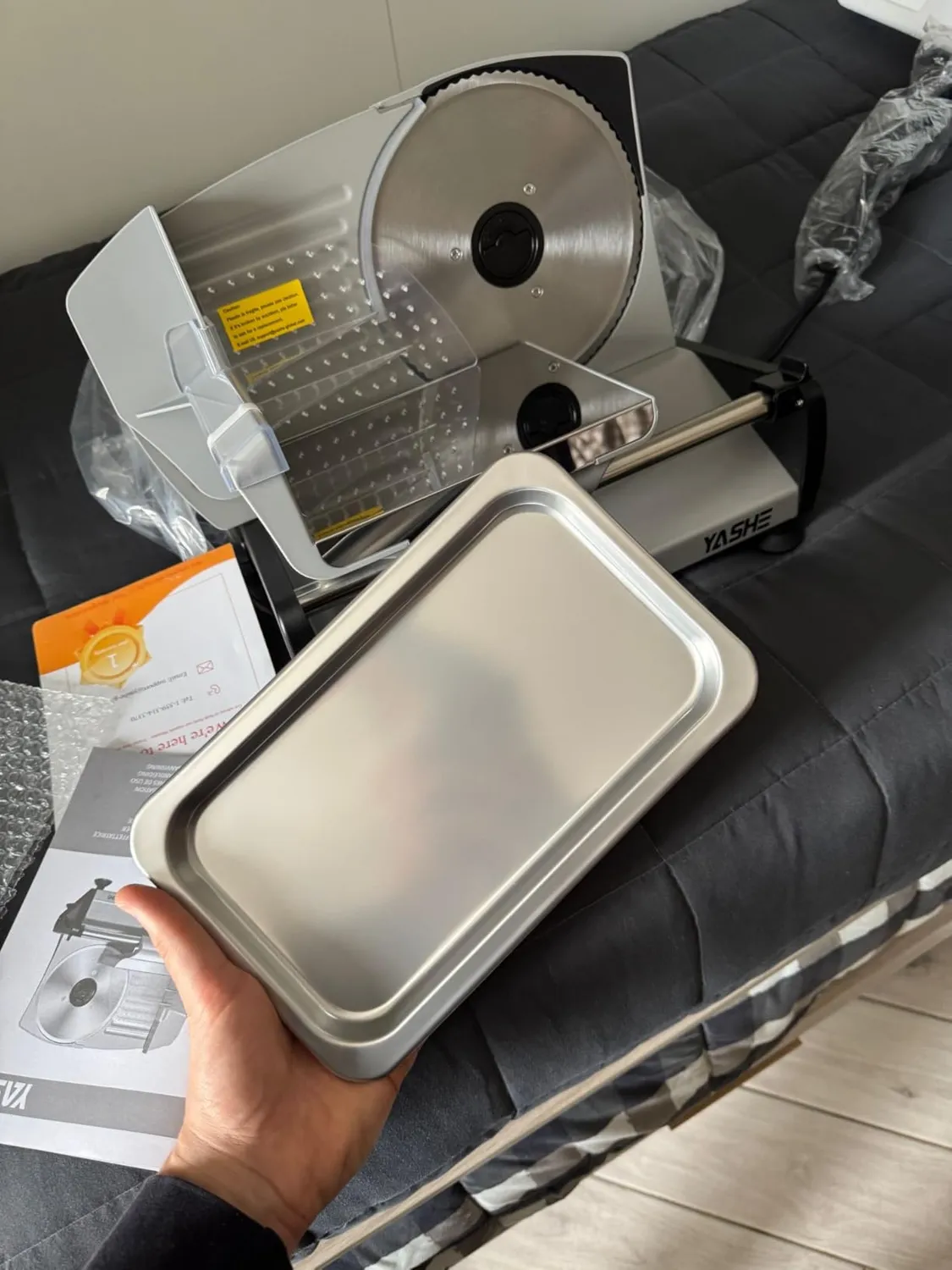 Yashe Affettatrice Elettrica 2 Lame Vassoio 200W 19cm
