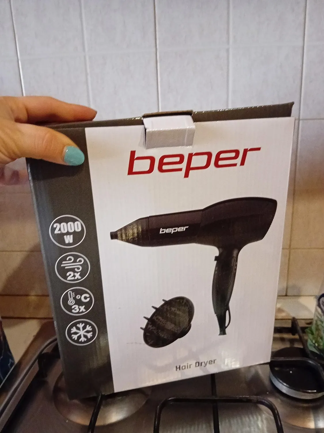 Beper 40.979 asciugacapelli 2000W nero con diffusore