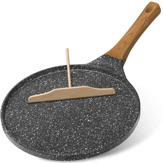 YASHE Padella Crepes 26 cm Nera Senza PTFE Induzione