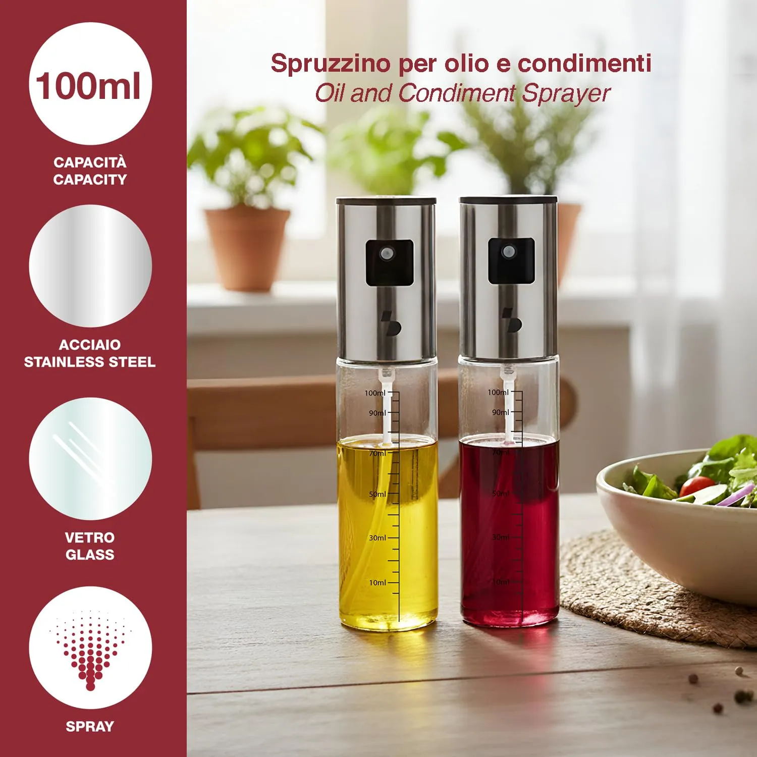Beper Spruzzino Olio Vetro 100 ml per Friggitrice