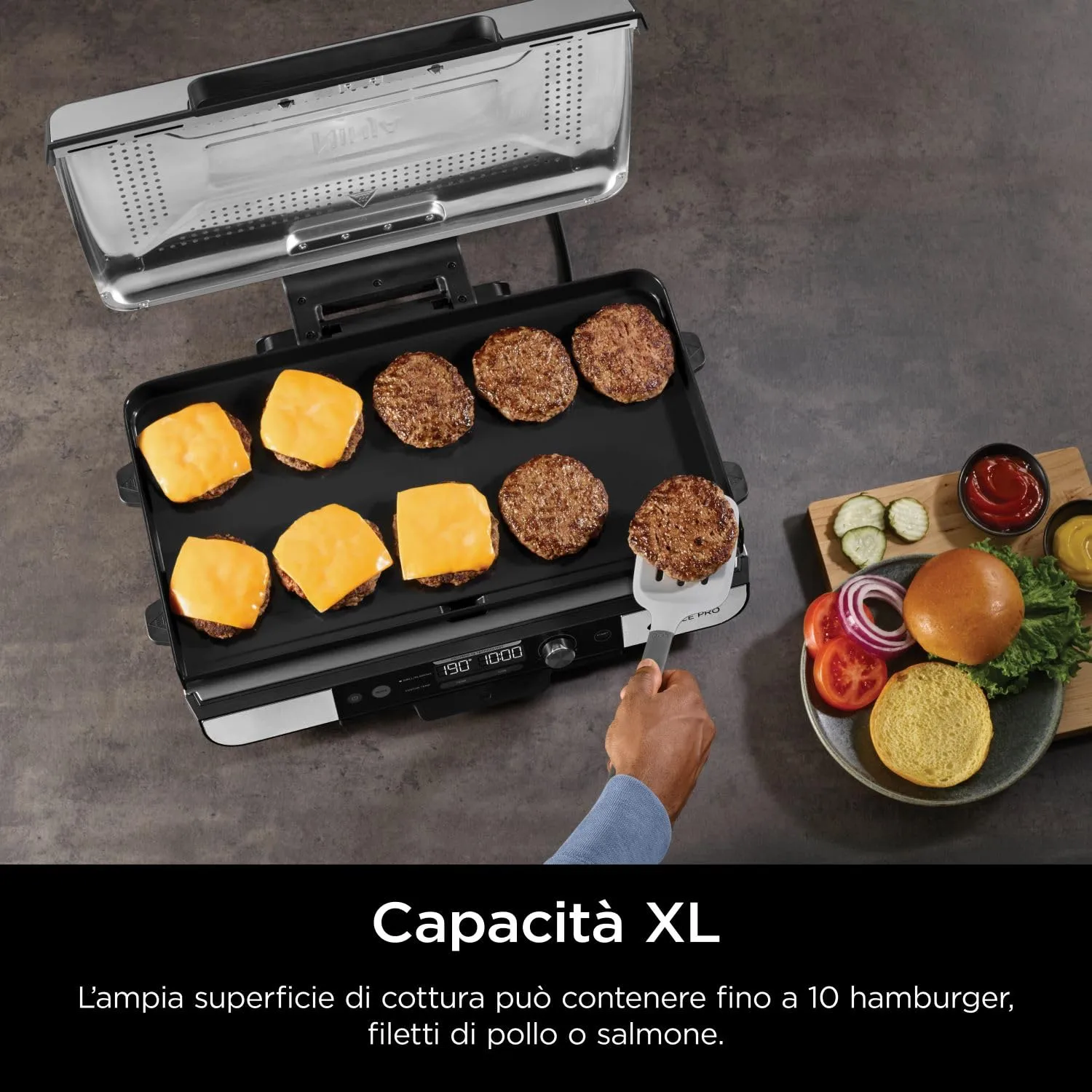 Ninja Sizzle Pro XL Griglia Elettrica Piastra 260°C 10 Burger
