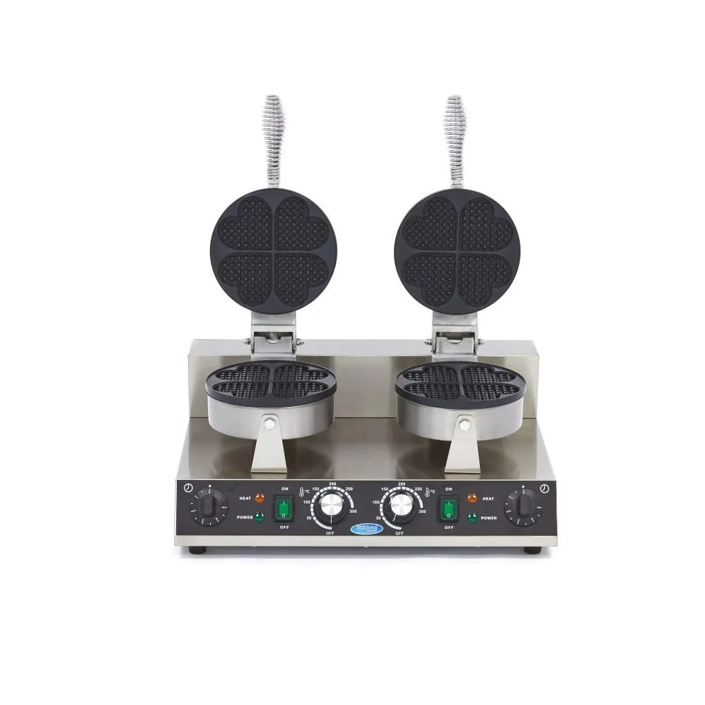 Maxima piastra waffle cuore doppia 2x1000 W antiaderente