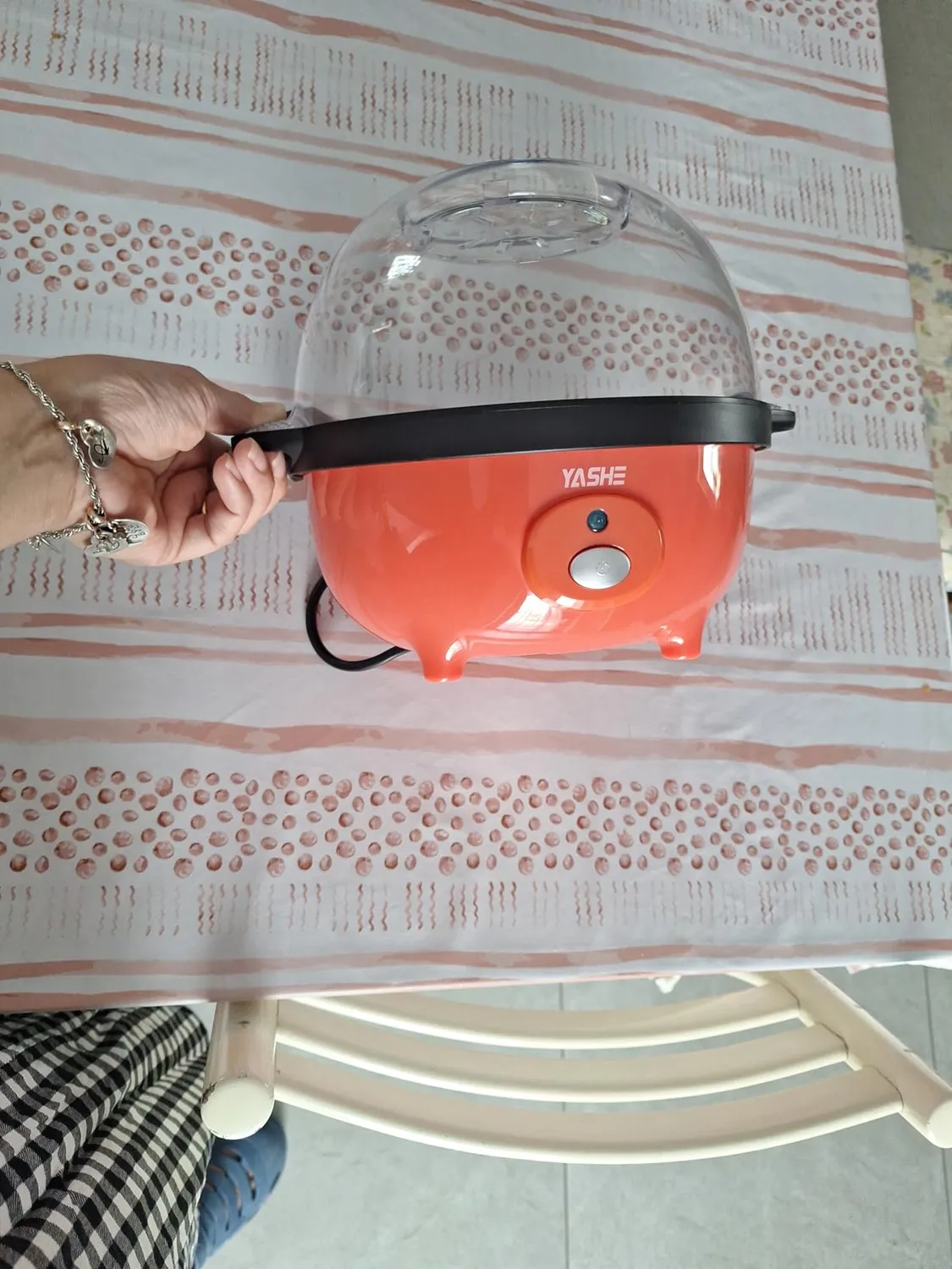 YASHE Macchina Popcorn Elettrica 650W Ciotola 3L Antiaderente