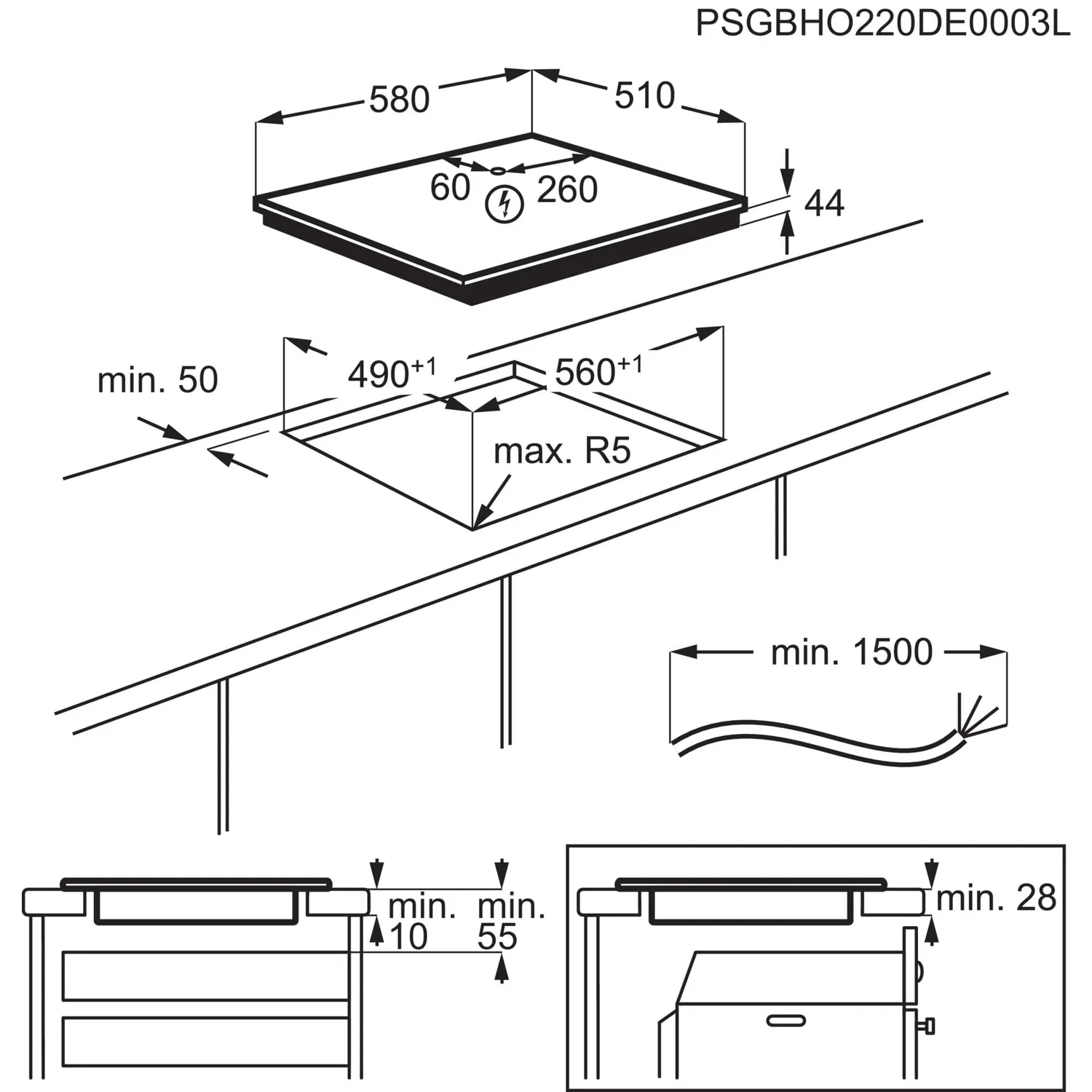 AEG Serie 6000 TO64IB00IB Piano Induzione 60 cm Bridge