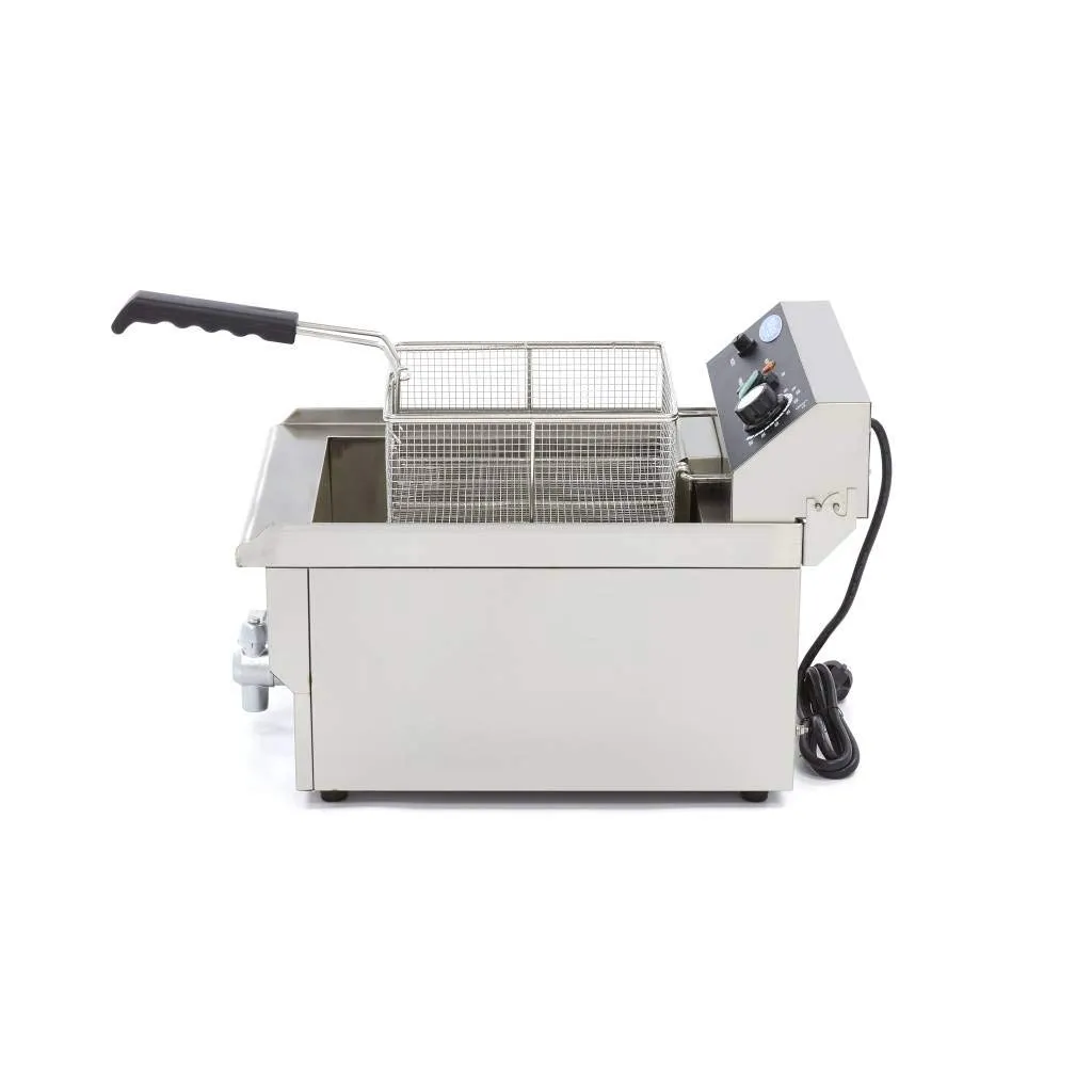Maxima Friggitrice elettrica 16 L con rubinetto acciaio inox
