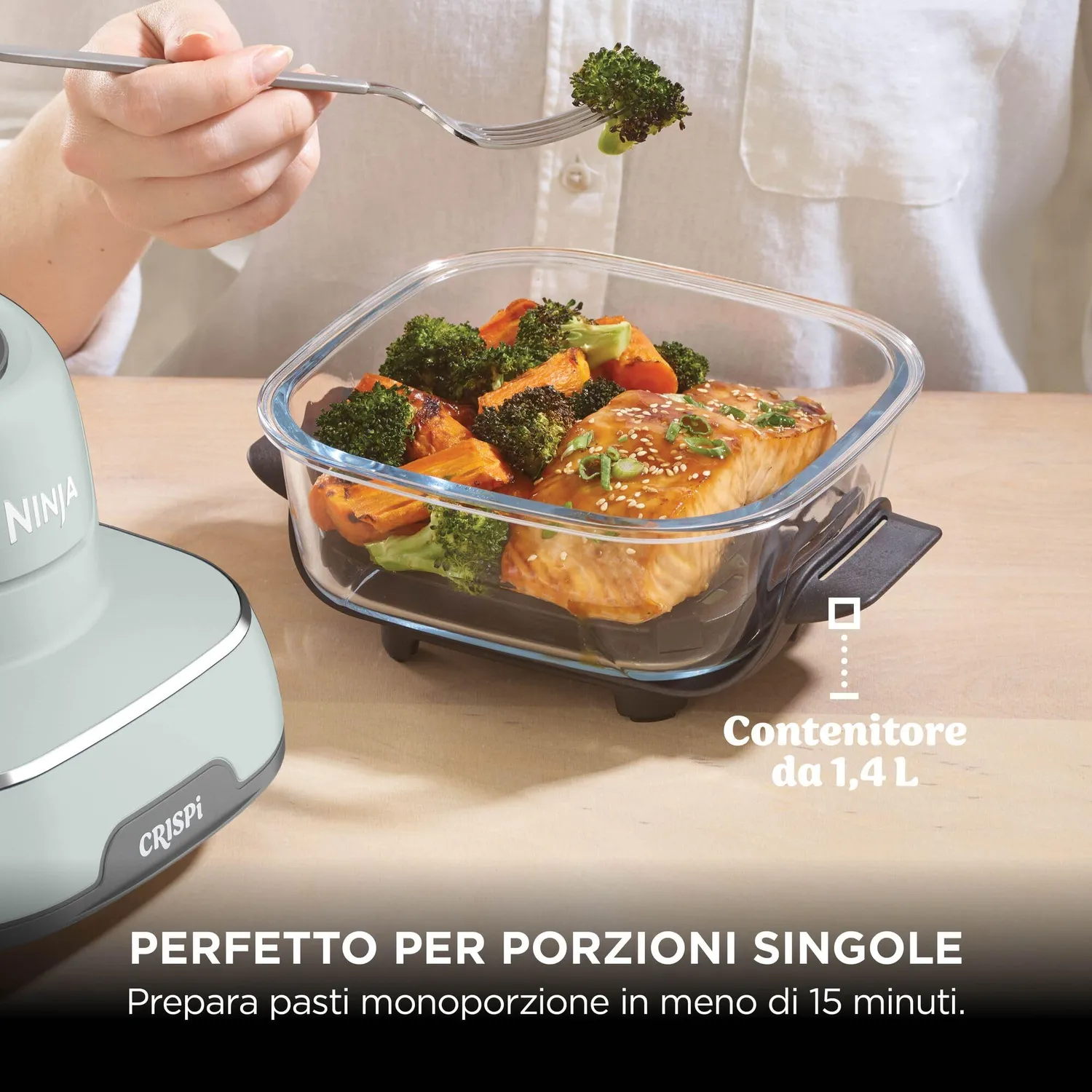 Ninja CRISPi Friggitrice ad Aria Vetro 3,8L Verde Salvia
