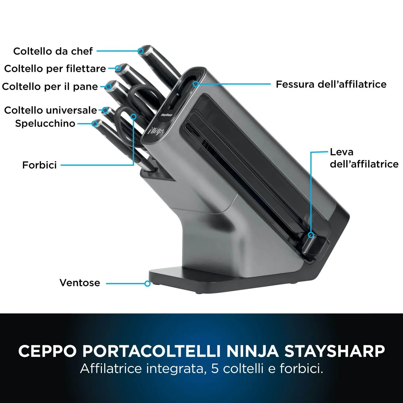 Ninja StaySharp set coltelli 6 pezzi nero inox