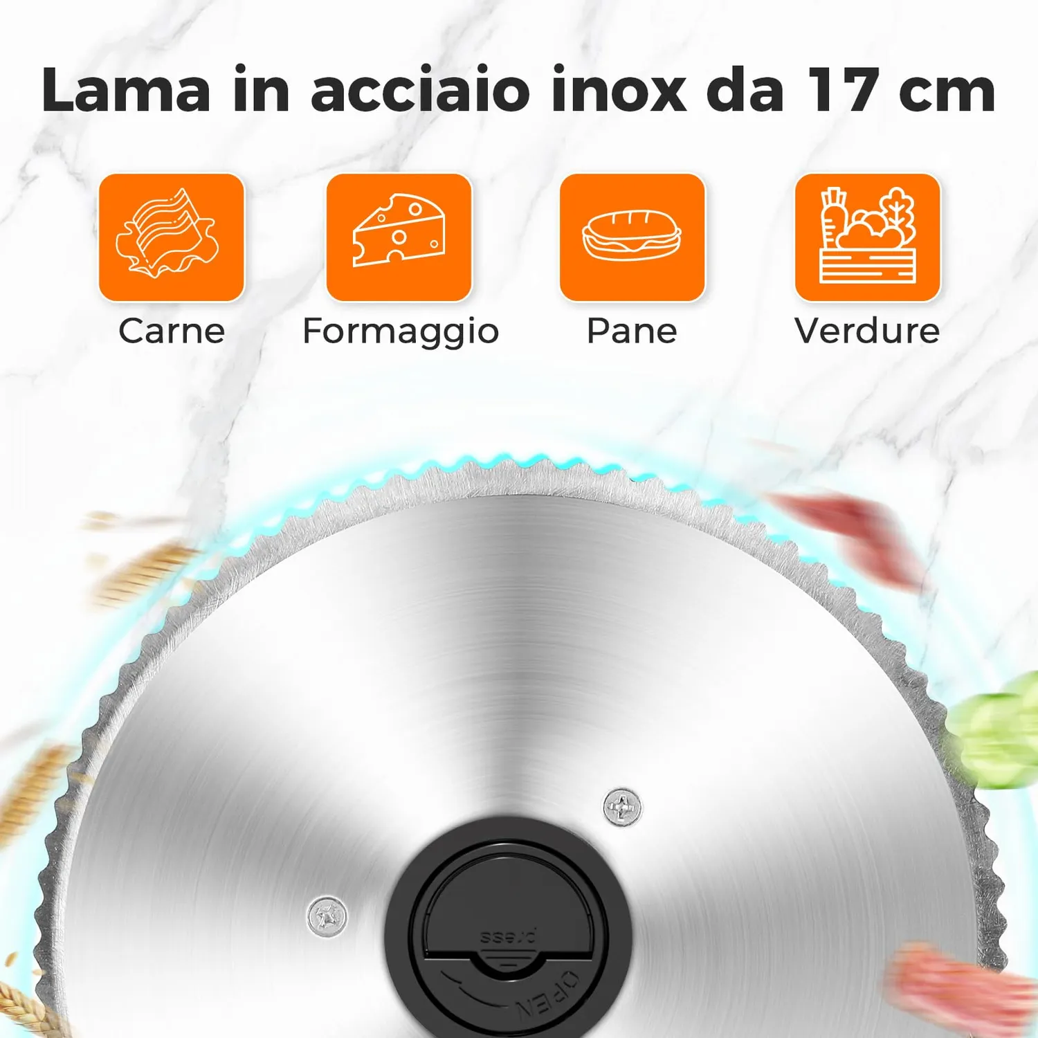 Yashe affettatrice elettrica pieghevole nera lama 17 cm