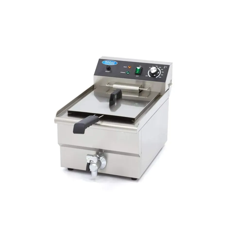 Maxima Friggitrice elettrica 16 L con rubinetto acciaio inox