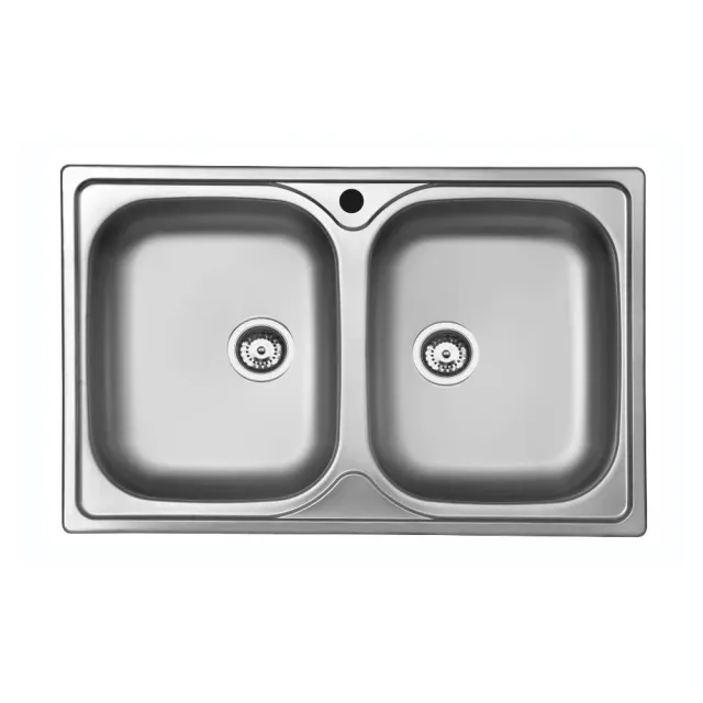 Samet lavello incasso due vasche acciaio inox 79x50 cm satinato