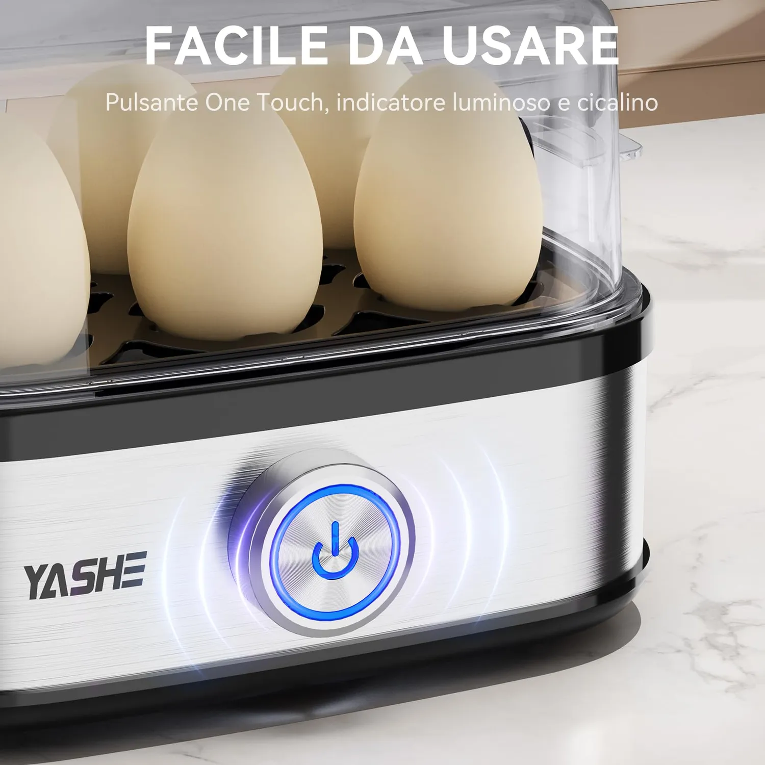 Yashe Cuociuova Elettrico 6 Uova 400W con Accessori