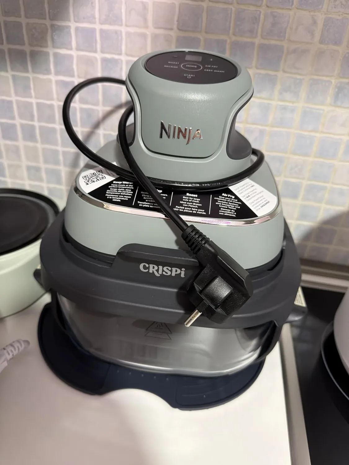 Ninja CRISPi Friggitrice ad Aria Vetro 3,8L Verde Salvia
