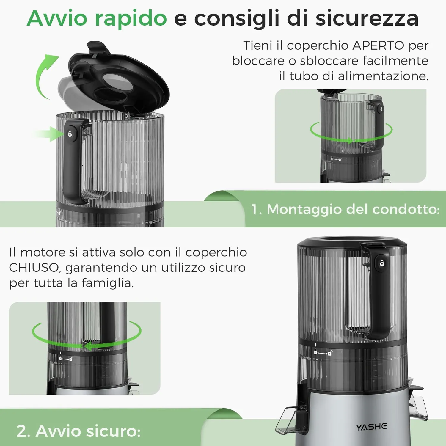 Yashe Estrattore Succo Freddo 600W Bocca 152mm 3-in-1