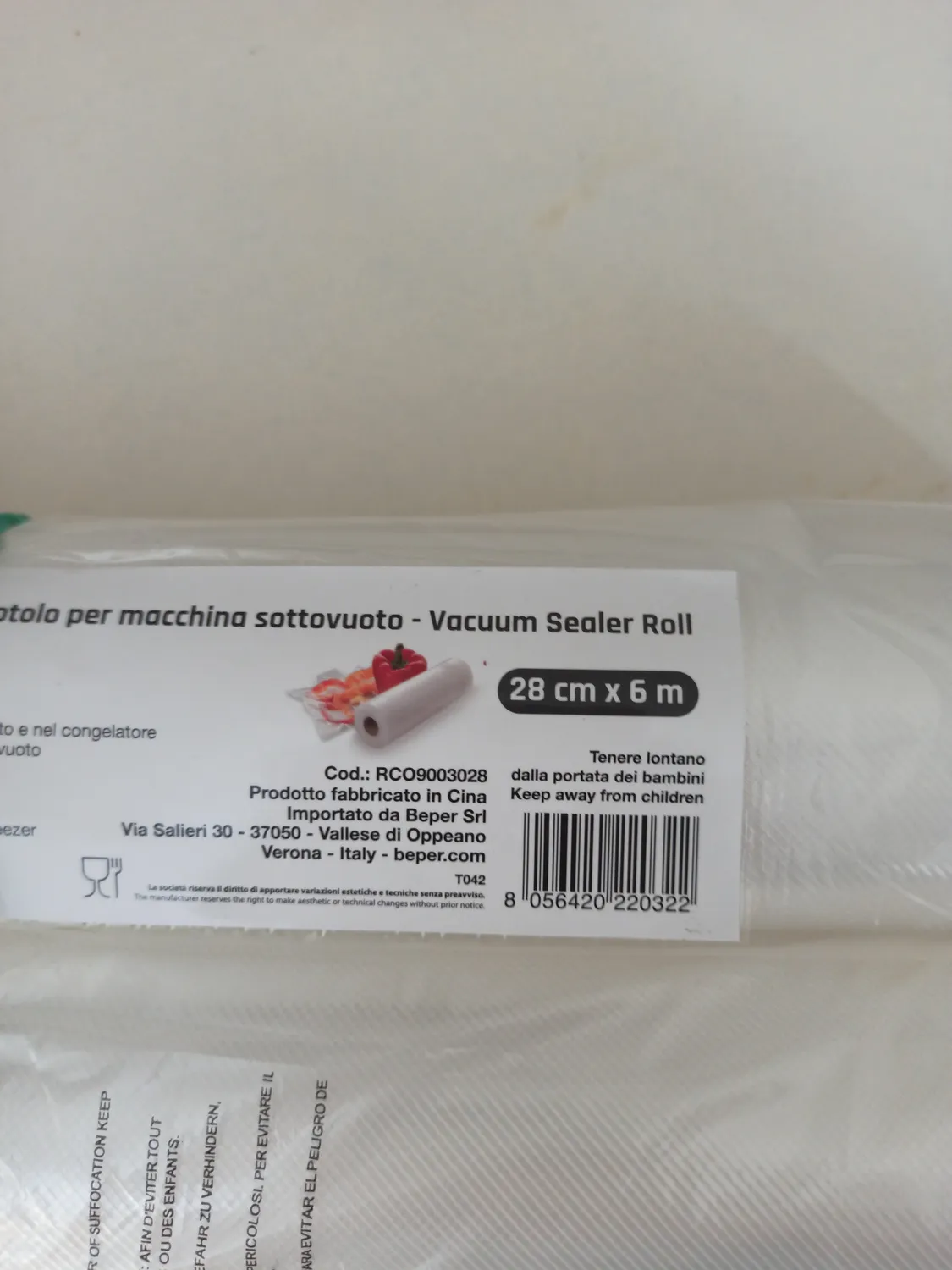 Beper RCO9003028 Rotolo Sacchetti Sottovuoto 28cm x 6m