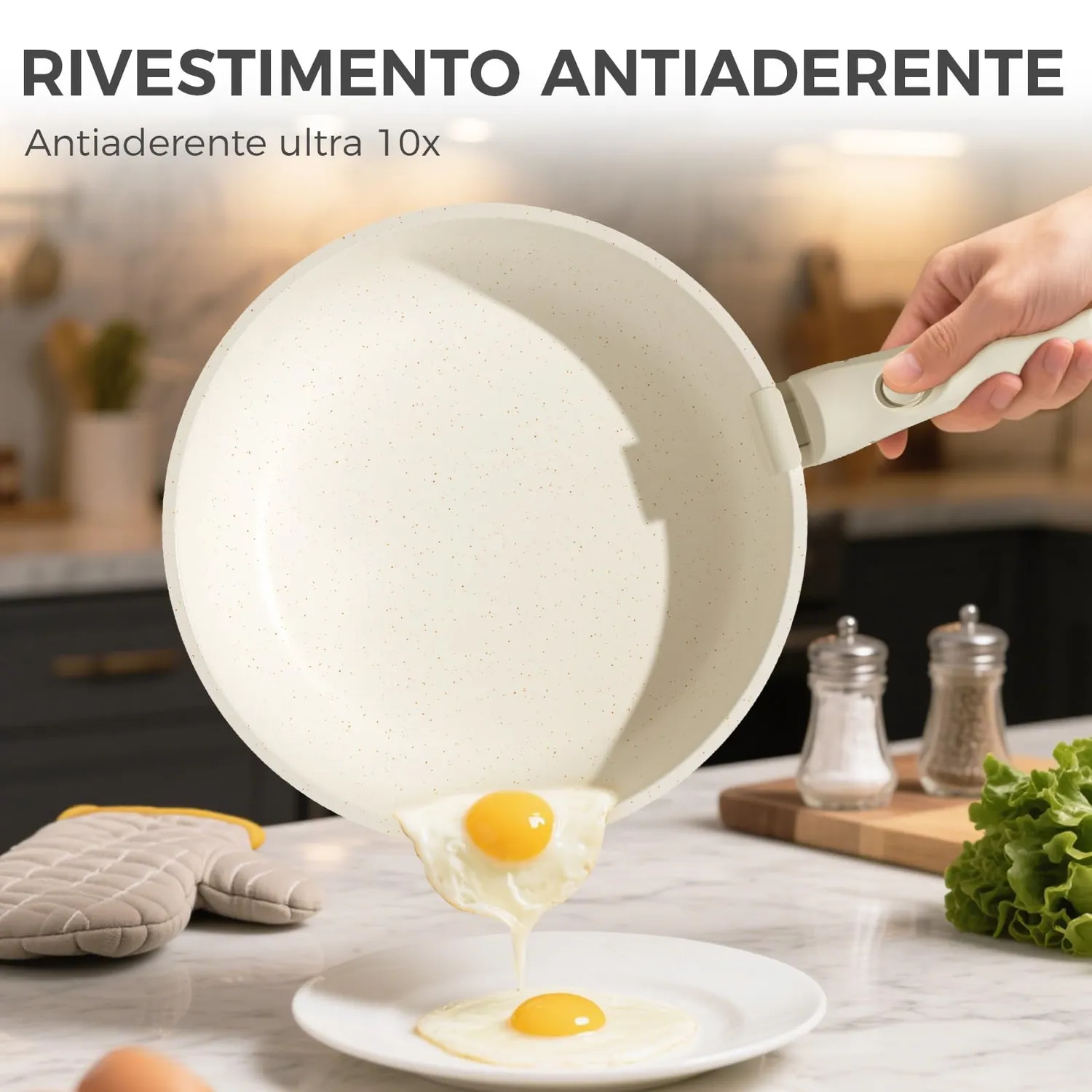 Yashe pentole induzione 9 pezzi senza PTFE bianche